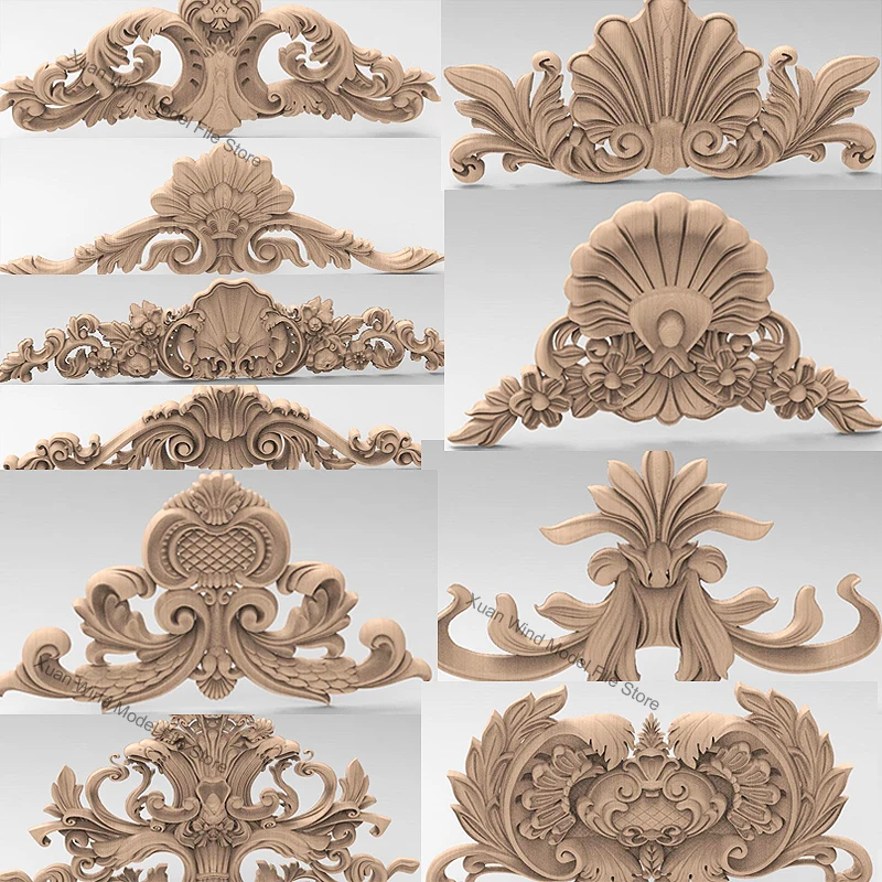 35pcs Carved Corner Appliques Wood Carving File STL Model for CNC Router Artcam Aspire European Home Decoration Carving Woodwork