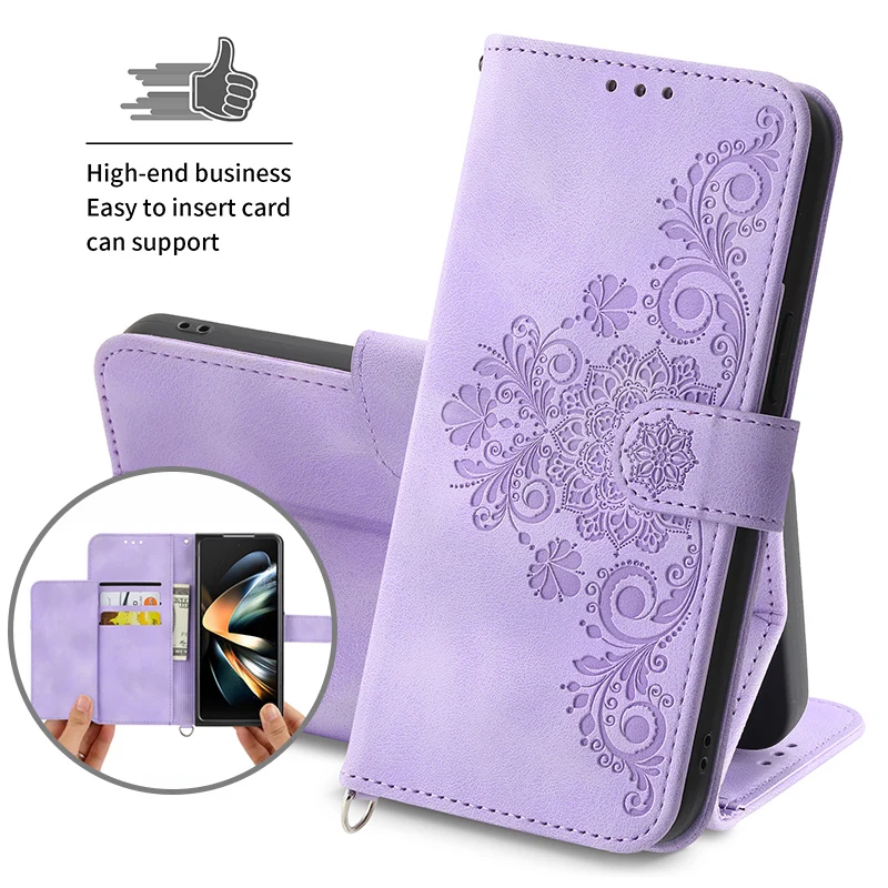 Custodia Porta Carte Per Samsung Galaxy Z Fold 4 Z Fold 3 Custodia Goffrata In Pelle Pu Per Samsung Z Fold 4 Z Fold 3