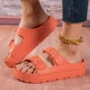 Summer Womens Platform Slippers Slip on Beach Sandals With Adjustable Buckle Comfort Lightweight EVA Slides Thick Soles 4cm 4