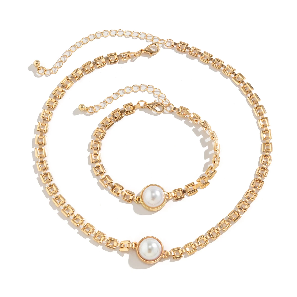 Conjunto de gargantilla y pulsera de perlas Kpop de moda para mujer - vestes novas