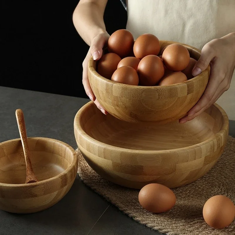 Japanese Salad Wooden Bowl Large Bamboo Bowl Stirring Powdered Mask Chinese Medicine Noodle Noodle Ramen Tableware