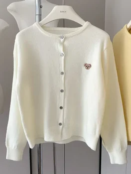 Zekye Autunno O-Collo Maglione lavorato a maglia Dolce cartone animato Ricamo Casual Magliette e camicette Moda giapponese Cardigan monopetto Harajuku 2024 1