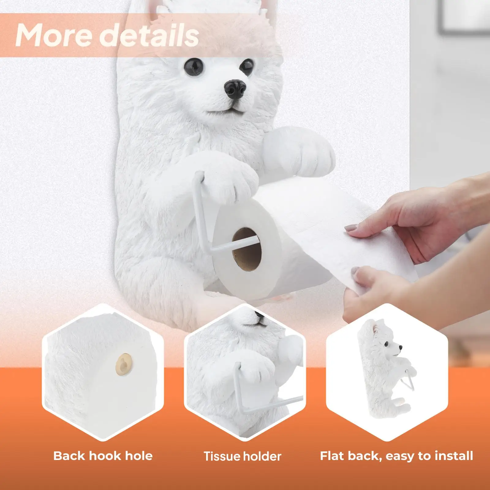 Toilet Paper Roll Holder Creative Toilet Tissue Holder Cartoon Animal Shape Tissue Wall Mounted Rack for Dining Room Toilet
