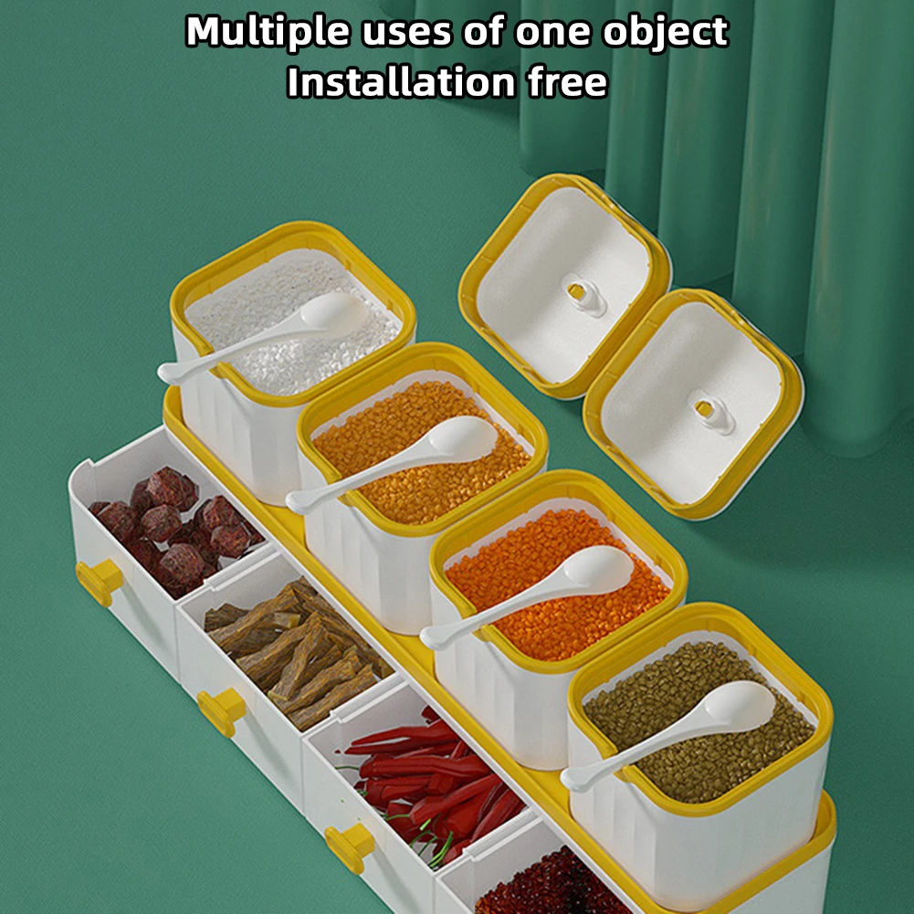 2 Layer Container Condiment Jars Multi Compartment Salt Pepper Shaker For Storing Spices