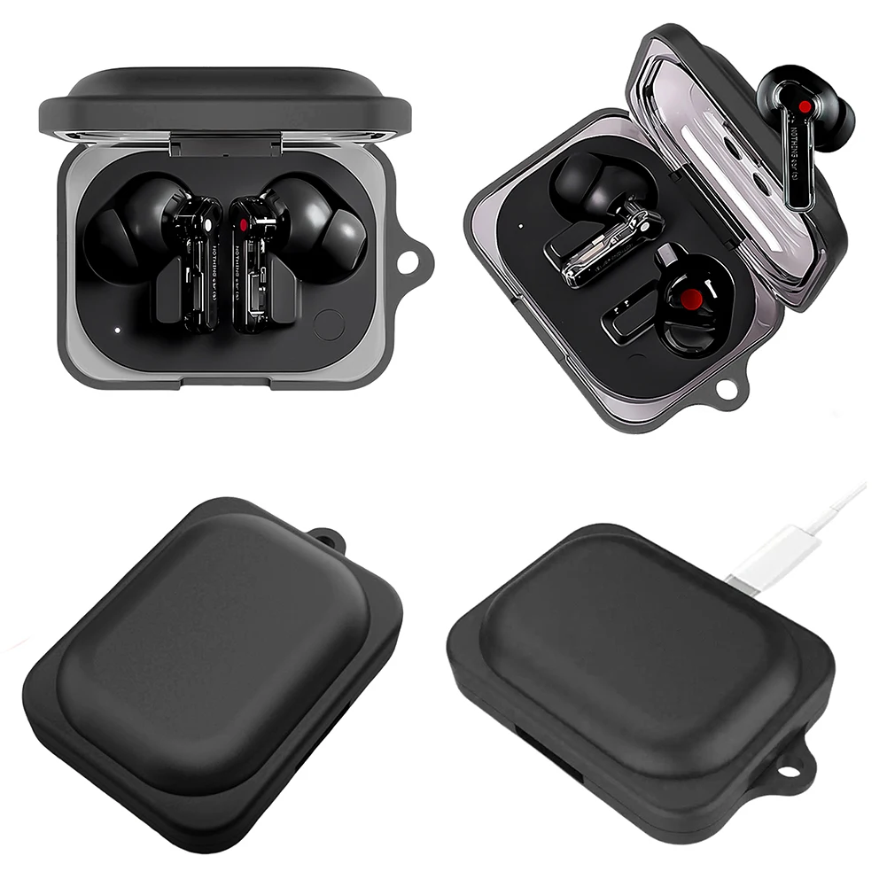 Crystal Clear Shockproof Earphone Case with Keychain Clip