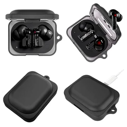 Crystal Clear Shockproof Earphone Case with Keychain Clip (Black)