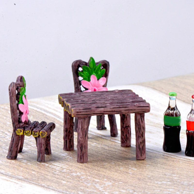 Miniature Resin Table and Chair Decoration Set for Garden Dollhouses Accessories Resin Table and Chair Decoration Set Miniature