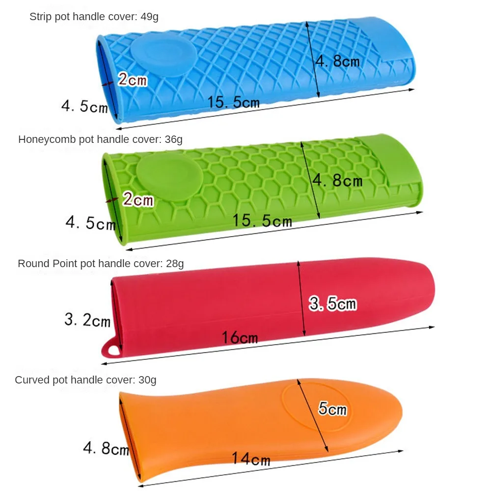 1pc Heat-p Easy To Clean Silicone Non-slip Pan Handle Cover Cookware Silicone Pot Handle Set Convenient Storage Kitchen Tools