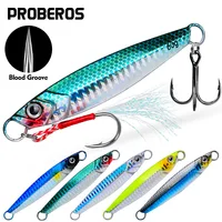 PROBEROS Luya Iron Plate Sea Fishing Metal Bionic Bait 17g/21g/24g/30g/40g/60g Double Hooks Luminous Fake Bait Wholesale 1