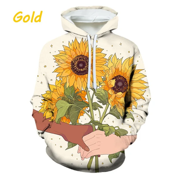 

3D printed sunflower hoodie casual trend comfortable unisex 2023 popular product long sleeved sports pullover sweater