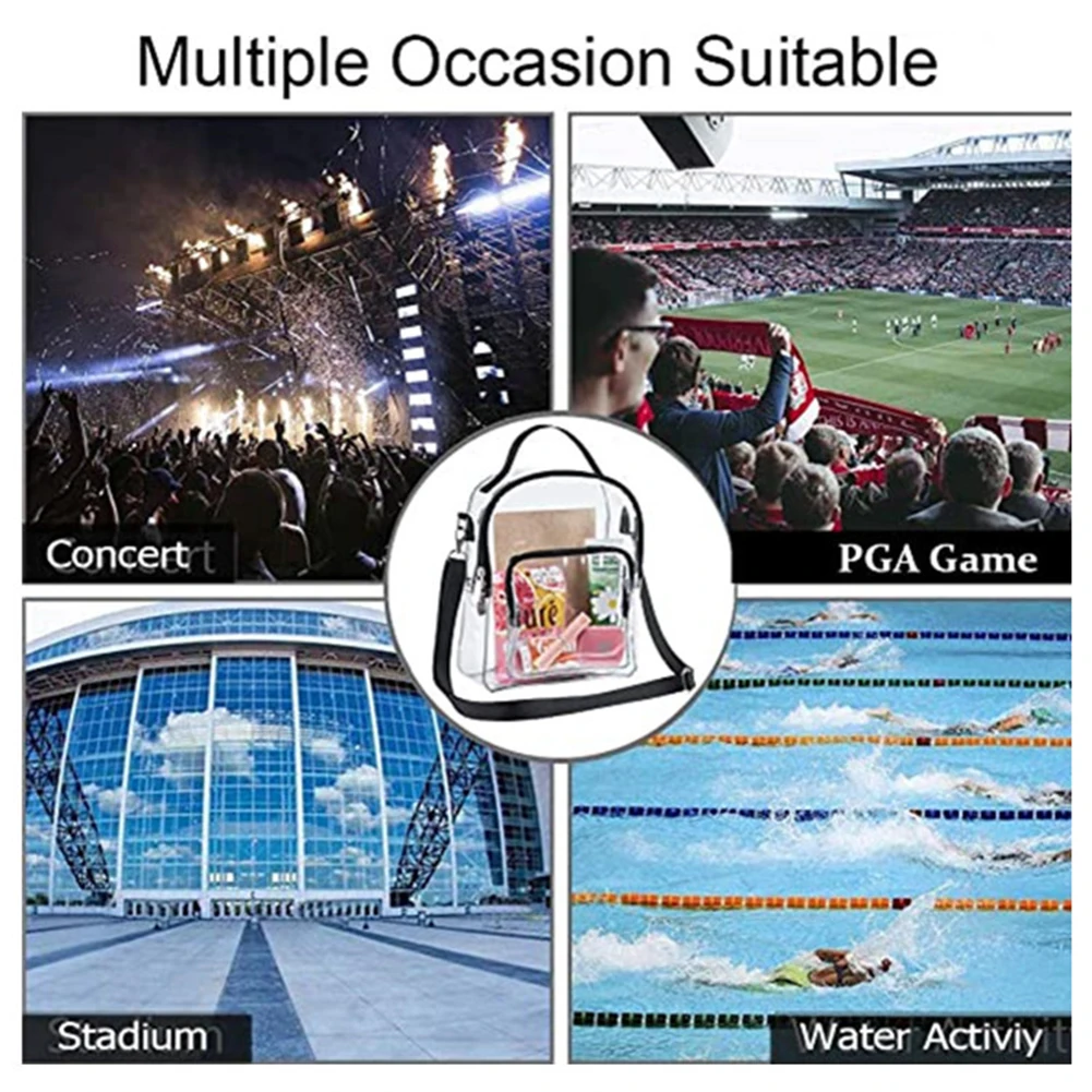 Waterproof PVC Clear Zipper Shoulder Bag for Gym Sport Storage