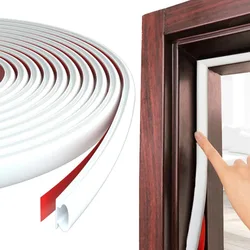 Premium Soundproof Weather Stripping - D - Shape Self - Adhesive Door Seal Strip (White)
