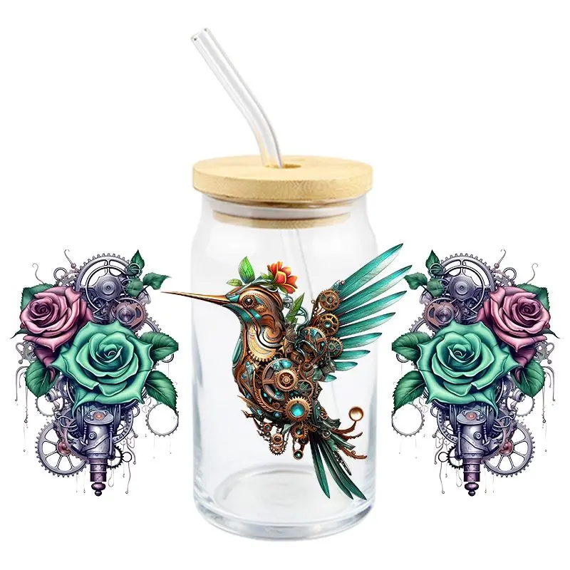 3d stickers uv dtf wrap transfer Cartoon bird UV DTF wrap transfer stickers 3D DIY colorful decal DTF wrap for 16OZ glasses cups mugs stickers