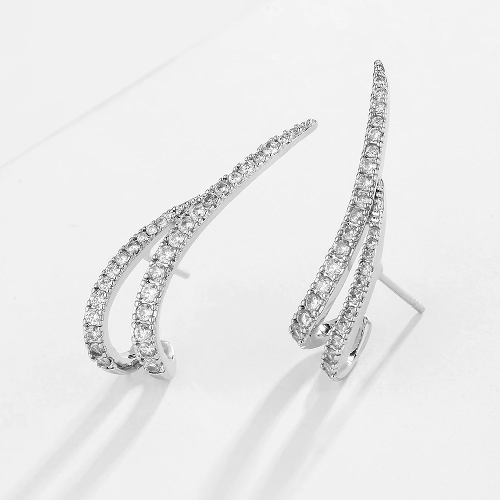 ZAKOL Korean Fashion Irregular Micro Inlay Cubic Zirconia Cute Stud Earrings Silver Color Jewelry for Women EP2827 | Украшения и