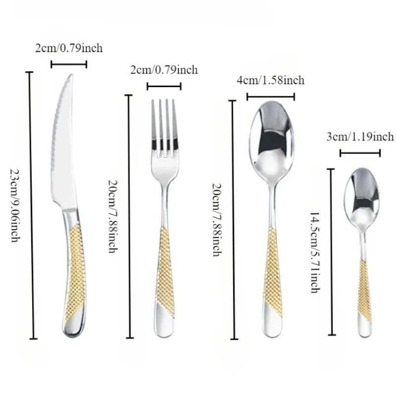 Kitchen Tableware Cutlery Set  Cutlery Set Stainless Steel Luxury Dinnerware Fork Spoon Knife Western Dinner Set Gold