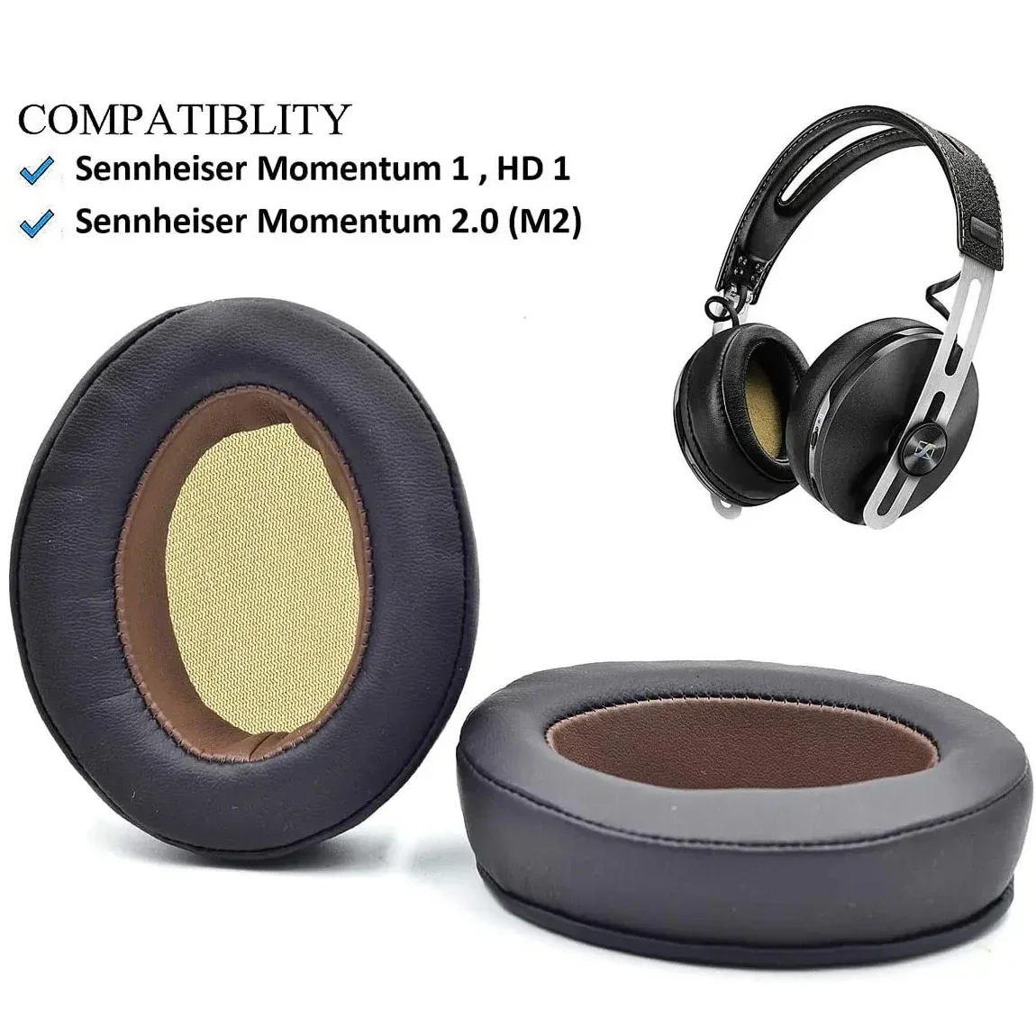 Replacement Ear Pads for Sennheiser Momentum 2.0 Over-Ear Headphones Ear Cushions, Headset Earpads, Ear Cups Cover Repair Parts