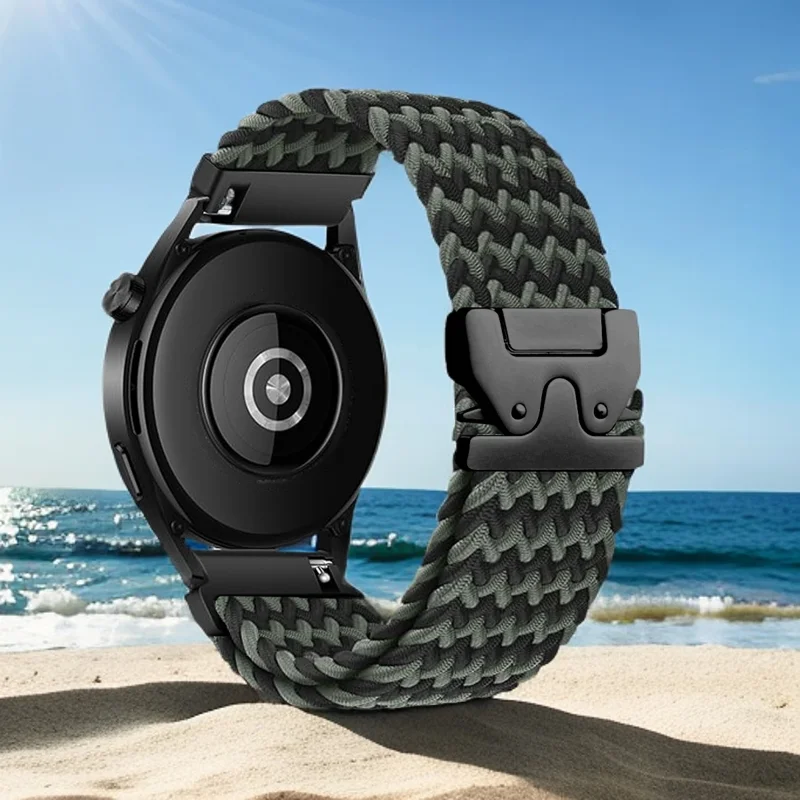 Braided Loop Parachute Buckle Nylon Elastic Bracelet Band
