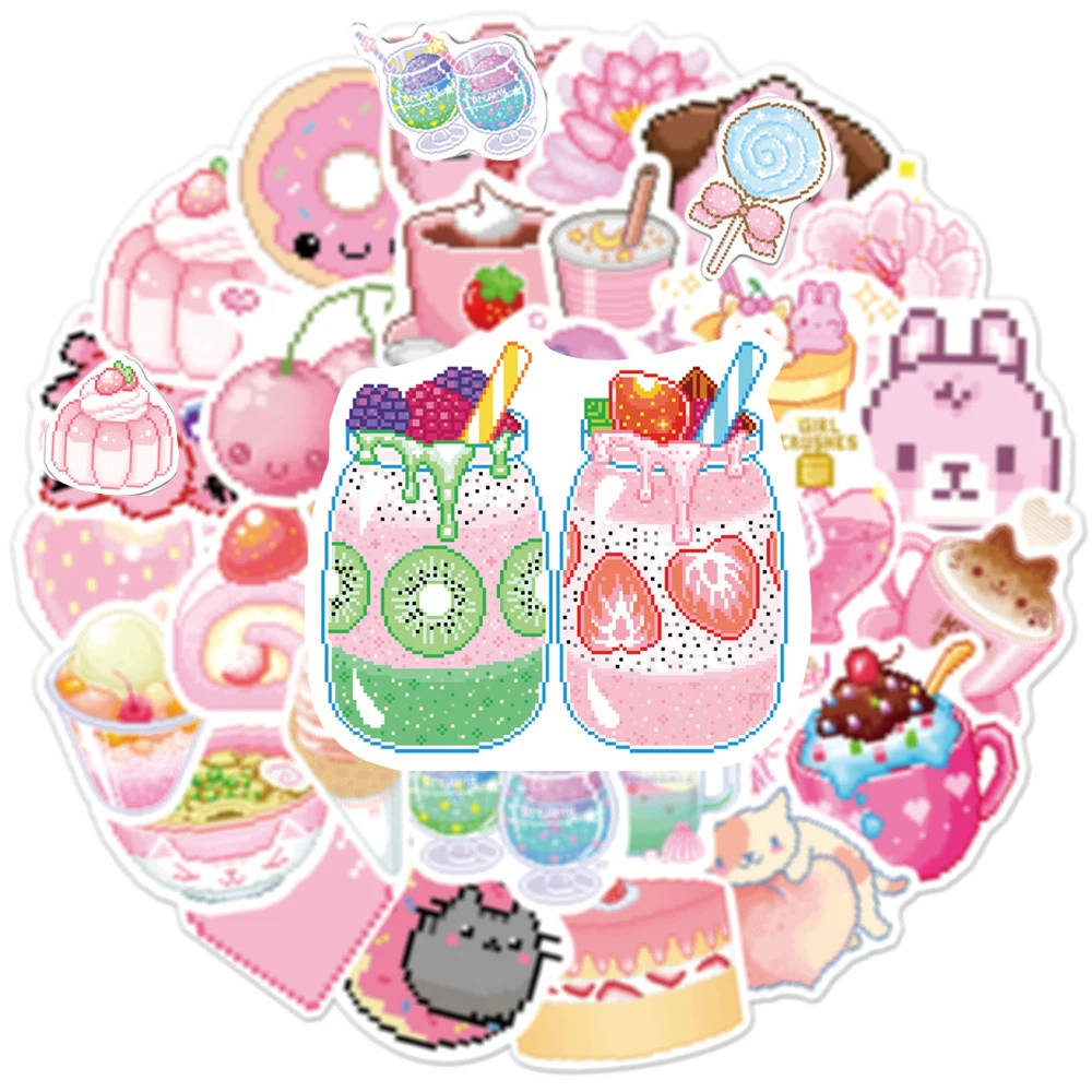 10/30/50PCS Funny Cute Pink Style Girl Cartoon Aesthetic Stickers Phone Laptop Guitar Diary Graffiti Decal Stickers for Kids Toy 50 100pcs cartoon women right girl power stickers vinyl laptop decals luggage guitar phone diary waterproof graffiti