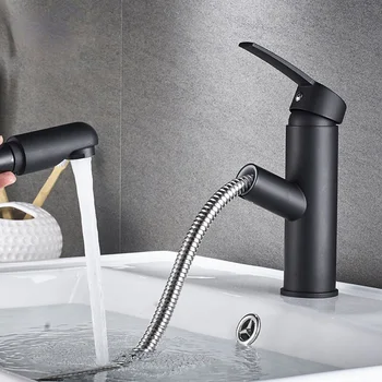 Rubinetto per lavabo estraibile con maniglia singola Rubinetto per installazione da appoggio per acqua calda e fredda Modalità acqua 1