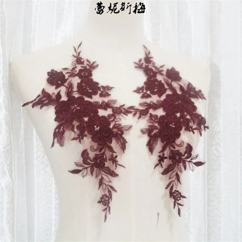 Elegant Floral Embroidery Lace Applique – 45 Colors Wedding Dress Trims