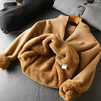 남성용 하프 지퍼 스탠드 업 칼라 스포츠 풀오버, 두꺼운 램 캐시미어 후디, 야외 피트니스 하이킹 플러시 티셔츠, 겨울 따뜻함, 690g