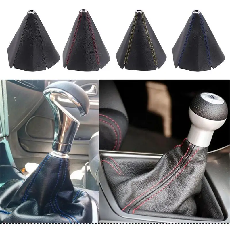 

16mm Universal PU Leather Car Shift Collar Sewing Thread Color Dustproof & Waterproof Car Manual Shift Lever Knob Shift Boot