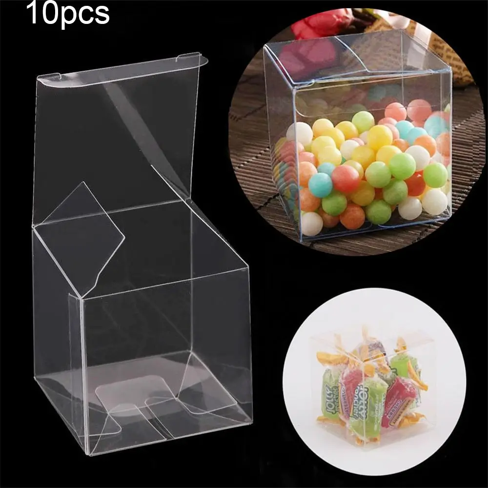 

Transparent Wedding Favors Present Pocket Plastic Candy Boxes Square Gift Bag Cookie Pouch Chocolate Party Event Gift Bag