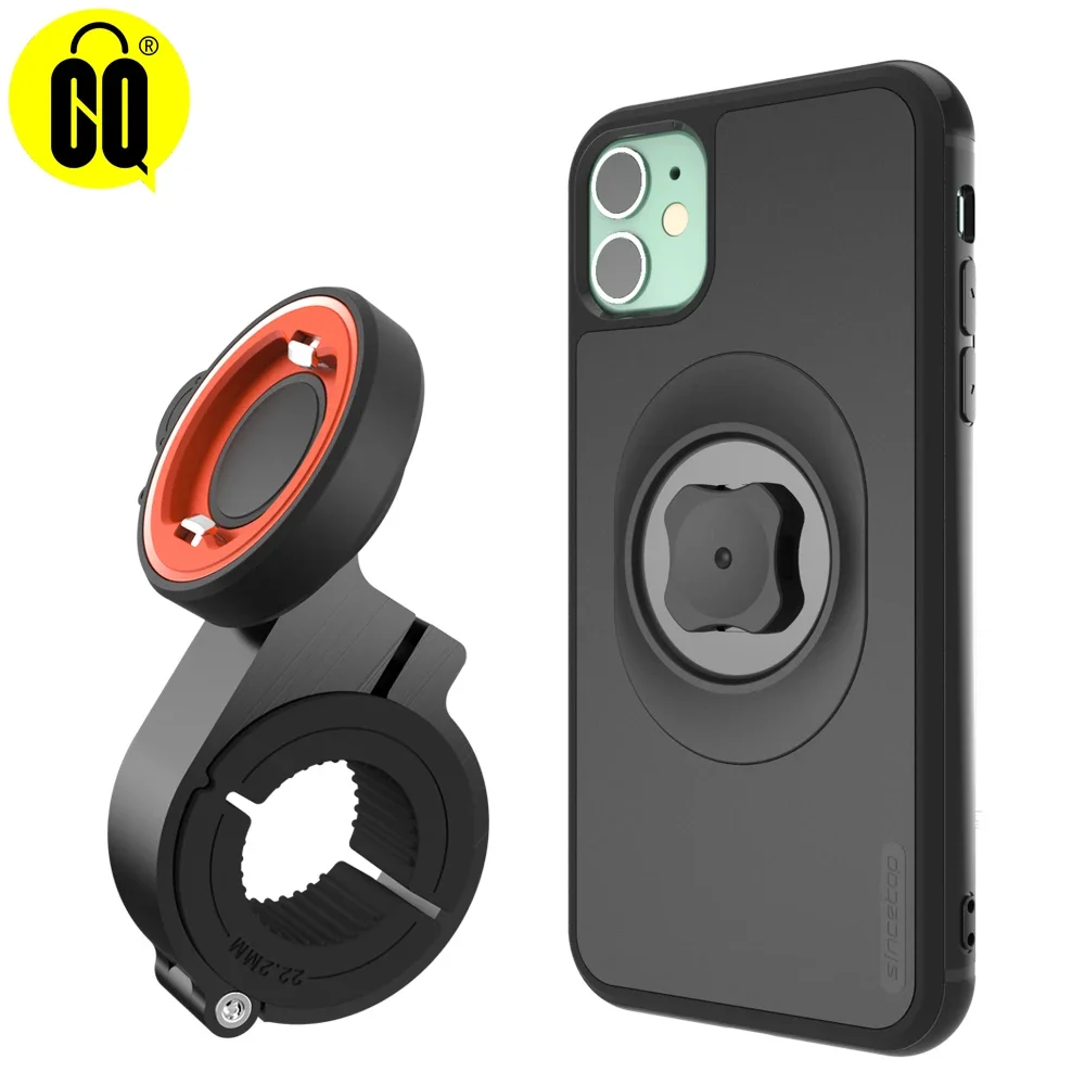 New Bicycle Phone Holder with Quick Mount Case for iphone 11 pro XsMax 8 Plus 7 Bike Mount Black PC matte Shockproof phone case