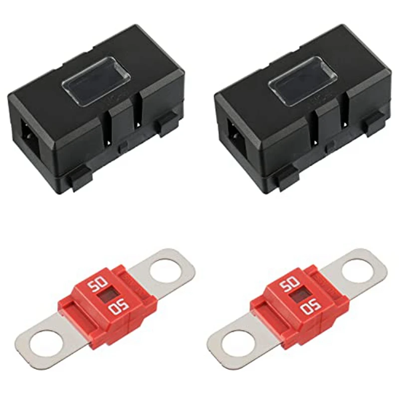 

2 X ANS-H Car Fuse Holder And 2 X High Current Bolt On Midi Fuses 40A Amp Plastic Car Flat Fuses For Cars, Trucks, Vehicles 50A