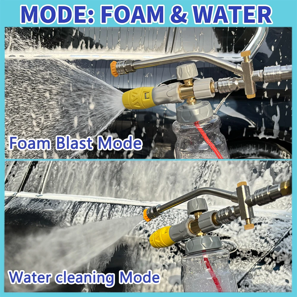 Dual Purpose Switch Snow Foam Dual Gun Pressure Washer 1/4 Inch Quick Connect and 5 Nozzles for Soap Cannon Pressure Washer 3