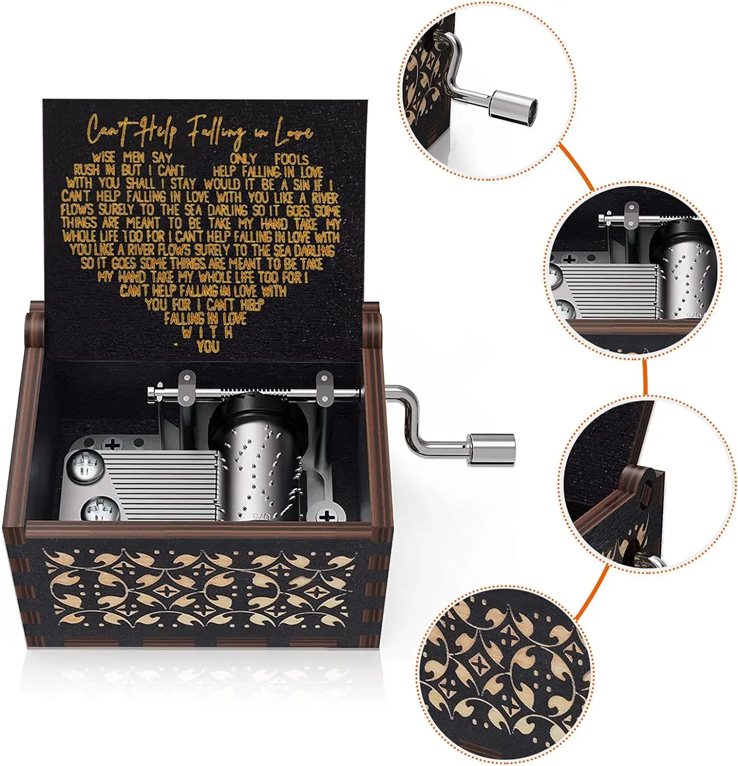 Wooden Hand Cranked Falling In Love Music Box Lover Valentine Day Gifts Birthday Present Wooden Music Box 2