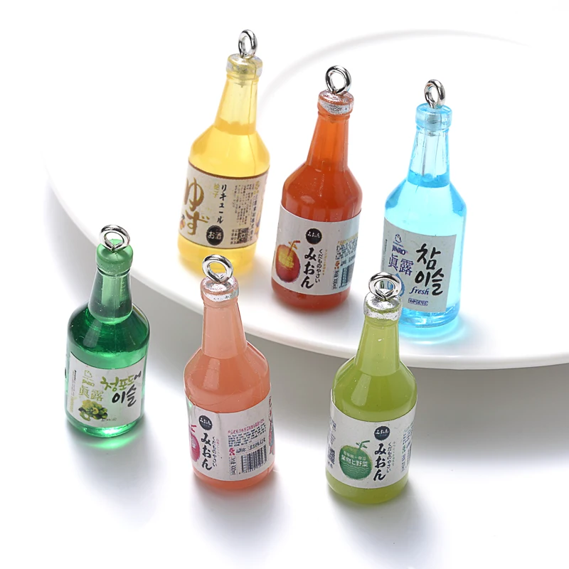 7 Color Glass Sake Bottle Pendant For Jewelry Necklace Bracelet Making DIY Findings Charms Pendant Keychain 10Pcs/Lot 10x13mm