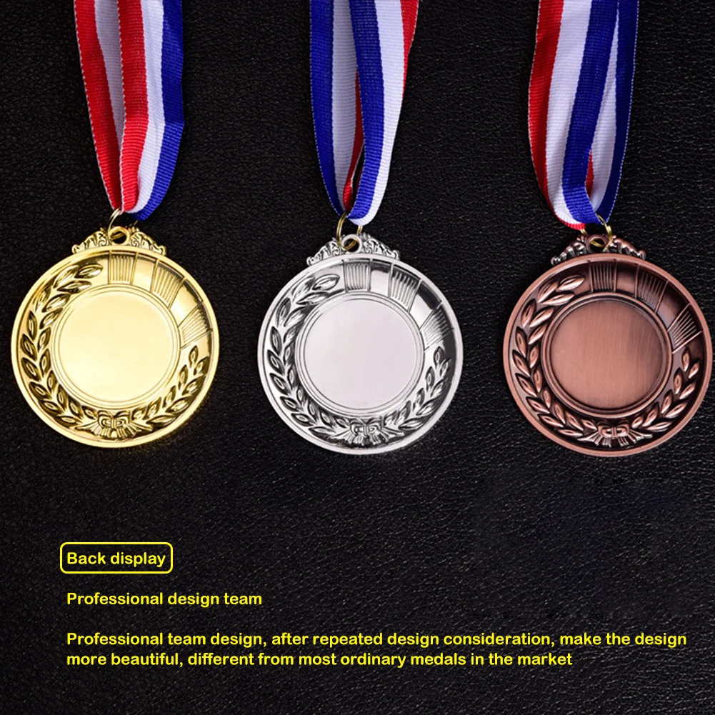 Reward Encourage Badge Gold Silver Bronze Winner Reward Medals with Ribbon for Souvenir Gift Outdoor Games  School Supplies