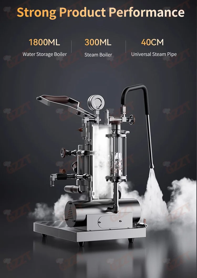 GZZT HPEM-C3S Hand Press Espresso Maker with 9Bar Stepless Pressure & Electric Heating Box Coffee Machine 220V/110V 6