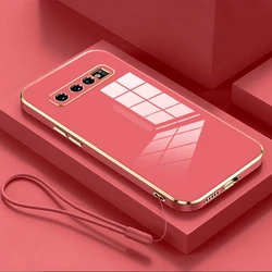 Luxury Plating Lanyard Silicone Case - Soft Cover, Enhanced Protection in Elegant Design for S20 (ZBSS Camellia Red)