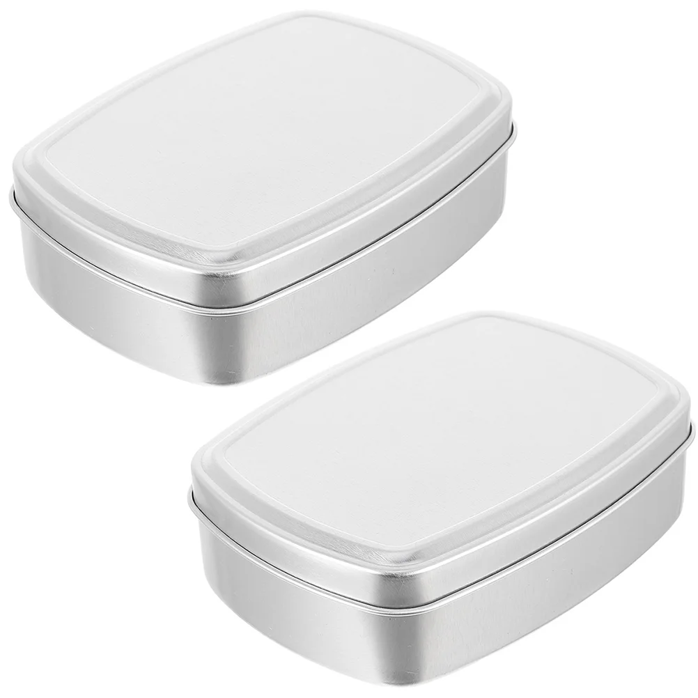 2 Pcs Travel Soap Boxes Makeup Organzier Aluminum Ointment Box Metal