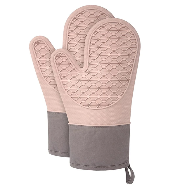 Sans Marque 2 Gants De Cuisine Antidérapants En Silicone - Rose à