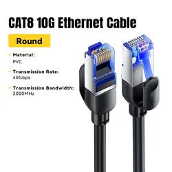 Ultra High - Speed CAT8 Ethernet Cable - Cotton Braided Networking Cord for Superior Internet Connectivity (Round Cable)