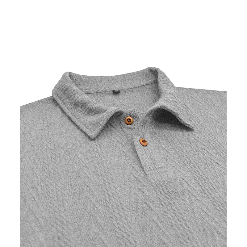 Stilvolle Kurzarm-Poloshirts für Herren in Hellgrau mit Zickzack-Textur, ideal für Freizeit- und Business-Freizeitkleidung für den Sommer – Detail 29