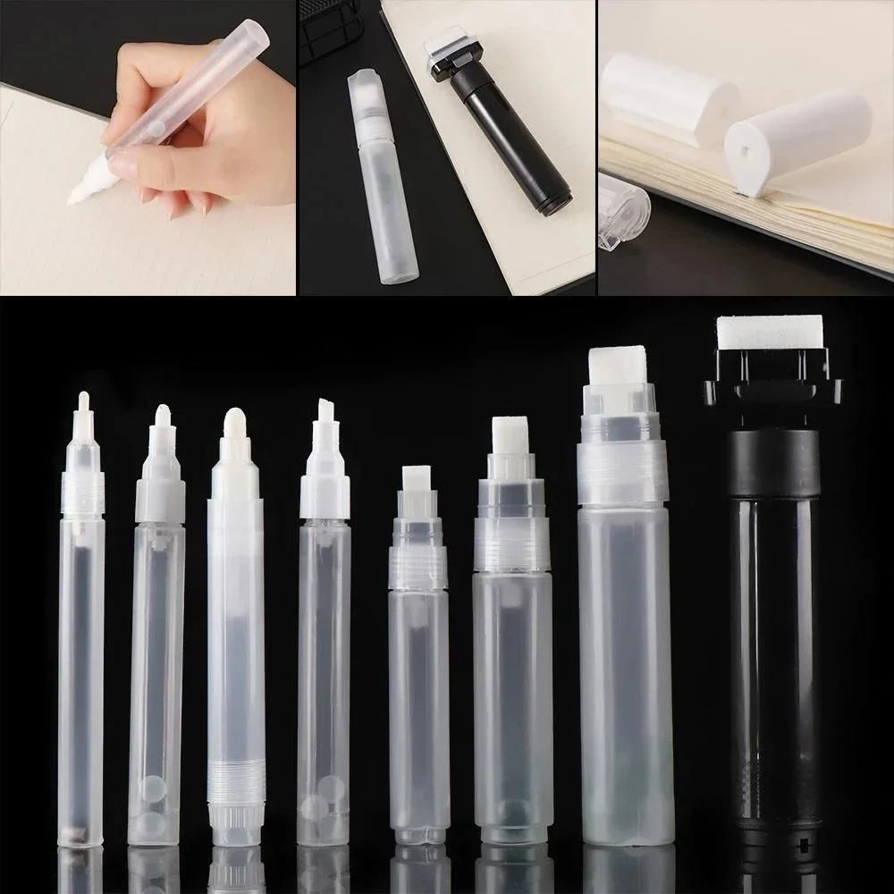Pen Rod Barrels Plastic Empty Pen Rod 0.5/0.7/3/4.5/6.5/8/10/15/30mm Barrels Tube for Graffiti Pen Liquid Chalk Markers Paint Accessories