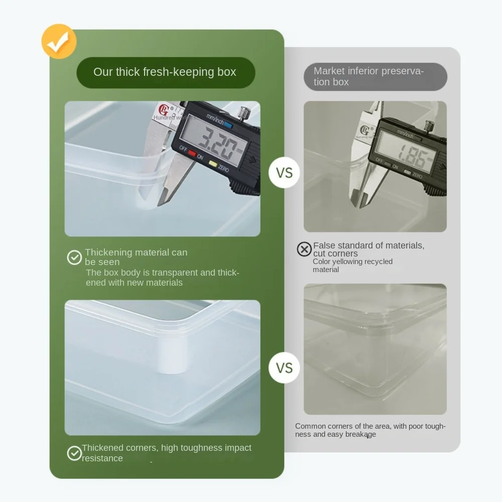 Resuable Transparent Storag Box Rectangular Multifunctional Kitchen Storage Box Food Grade Food Sealed Case Kitchen Organizer 6