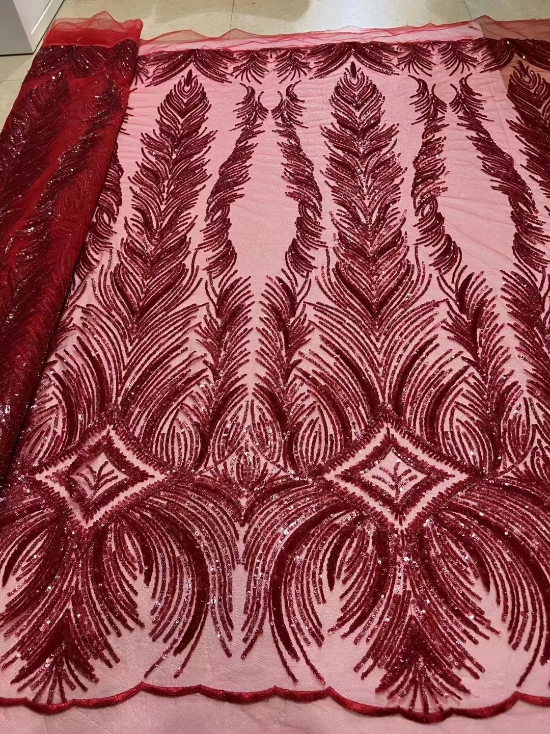 

African Velvet Lace Fabric With Sequins 2024 Newest High Quality Nigerian Embroidered African Lace Fabric 5 Yard For Party Dress