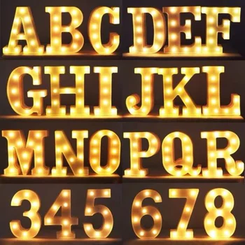 Luxury Alphabet Letter LED Lights Luminous Number Lamp Battery Night Light for Home Wedding Birthday Christmas Party Decoration 1