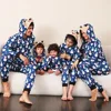 2024 Christmas Family Matching Outfit Cute Deer Ear Hooded Zipper Romper Cute One-Piece Jumpsuit Allover Print Pajamas Xmas Look 3