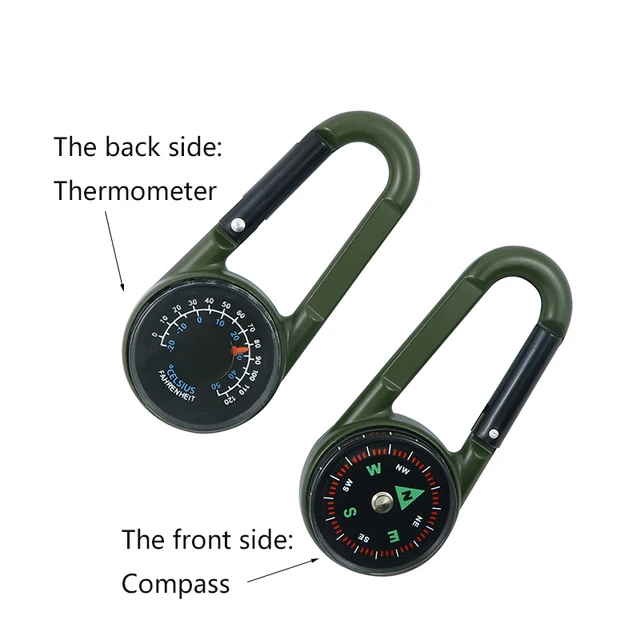 Double-Sided Mountaineering Buckle Compass with Thermometer