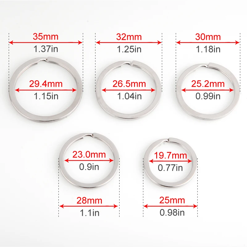 Assortment of Round Flat Line Split Rings for Keychain and Jewelry Crafting (Multiple Sizes, 20-100 Pieces)