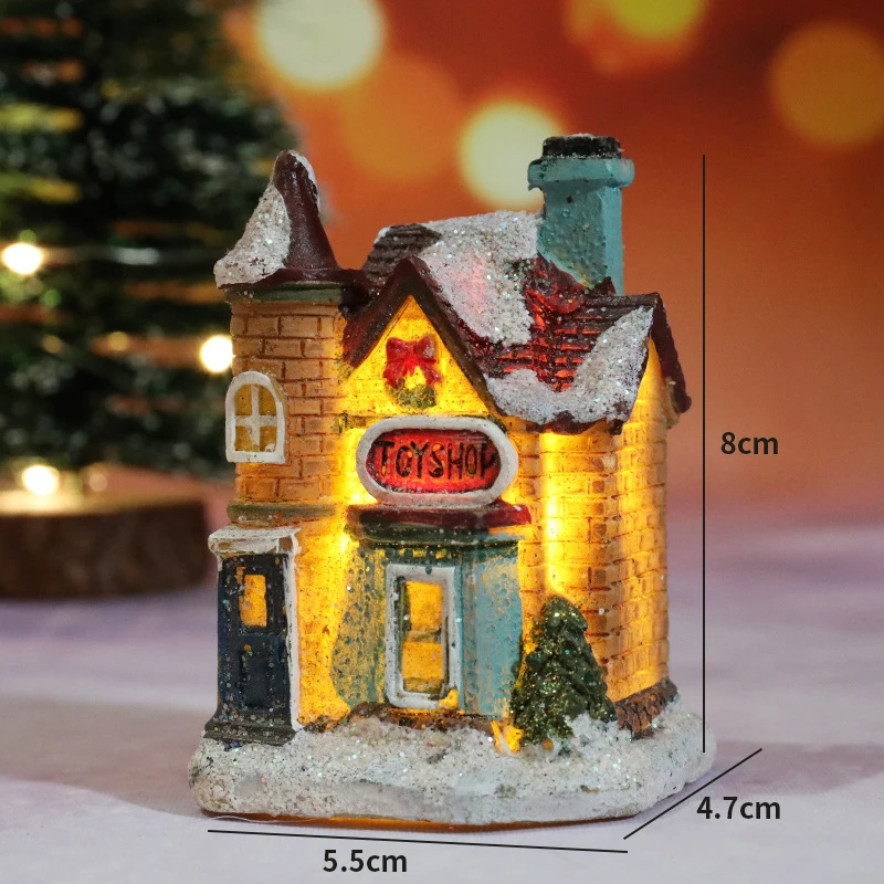 thumbnail image 1 of Cabaña luminosa de madera con luz LED navideña para Navidad, adornos navideños para el hogar, adornos para árboles de Navidad, regalos de Año Nuevo 2024, 1 of 5
