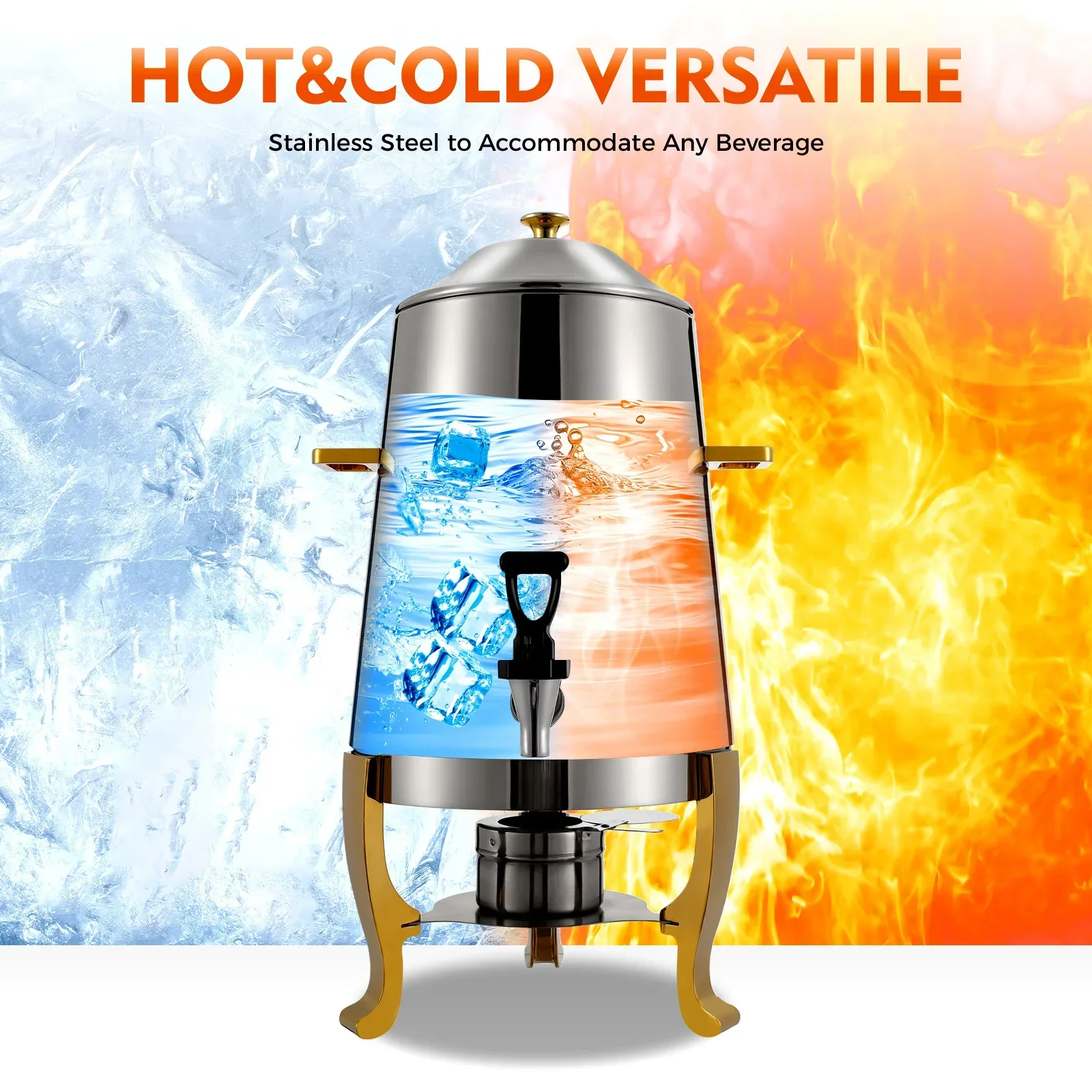 Edelstahl-Kaffee-Chafing-Dish, Heißgetränkespender, mit Zapfhahn und Brennstoffhalter, für Partys, Events, Buffet-Catering, 13L – Detail 6