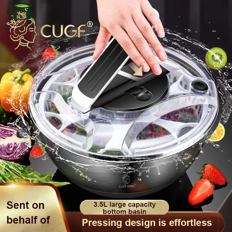 

Creative Salad Fruit And Vegetable Centrifuge Stainless Steel Vegetable Fruit Dryer Kitchen Tool Dehydrator Salad Spinner