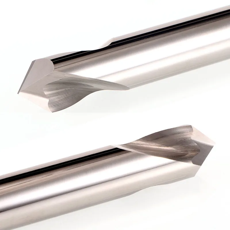 Azzkor hrc58 2-Flöten-Wolframstahlkarbid für Fasen fräser aus Aluminium legierung cnc mechanische Bearbeitung von Fasen werkzeugen – Detail 4